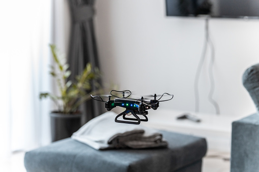 Drone toy in flying position