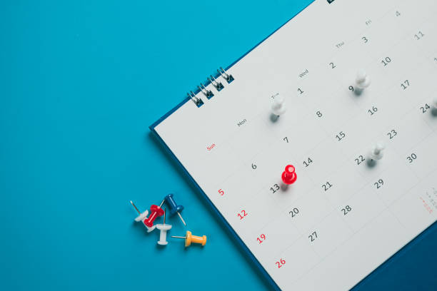 istock Close top view on white calendar 2022 month schedule Work planning and life concept. 1397675596