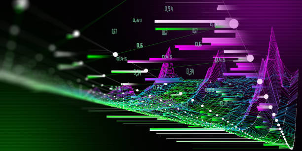 istock Big data. Abstract  background with bending color grid on black. Presentation  of analytics 3d algorithms.  Banner for business, science and technology data analytics representation. 1397679964