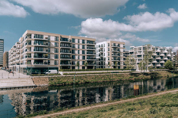 istock modern residential architecture at Spree River in Berlin, Germany 1397685144