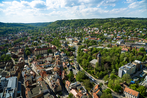 View from the Intershop Tower in the middle of the city, 133m high