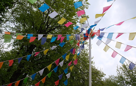 Bunting Flags on the blue sky background