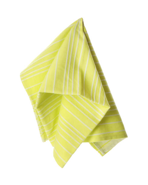 istock Clean kitchen towel hanging on white background 1397691370