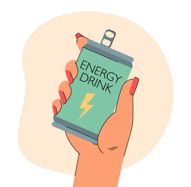 Vector illustration of Hand holding energy drink
