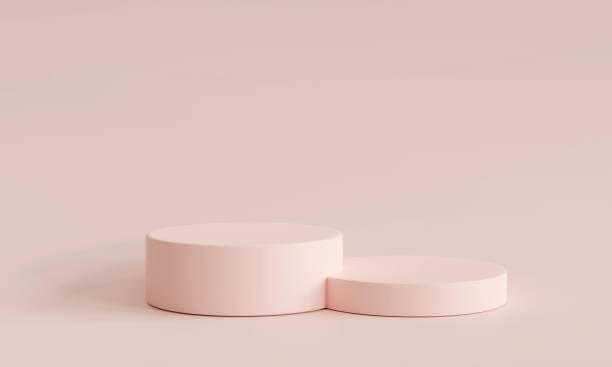 istock Platforms pastel. minimal scene with pink two podiums. 1397693175