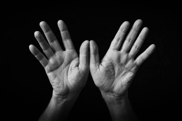 istock Open Hands emoji isolated on black background 1397695942