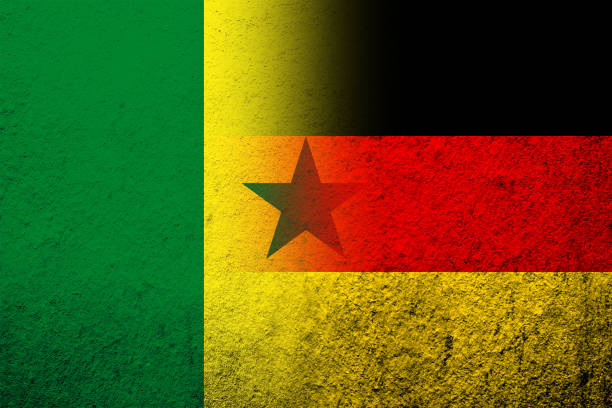 ilustrações, clipart, desenhos animados e ícones de a bandeira nacional da alemanha com a bandeira nacional da república do senegal. fundo grunge - senegal flag dirty africa