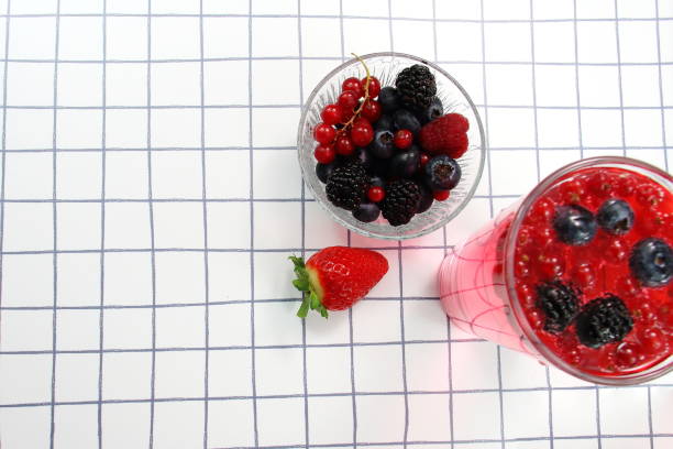 Fresh fruits tea, berries and strawberry drink