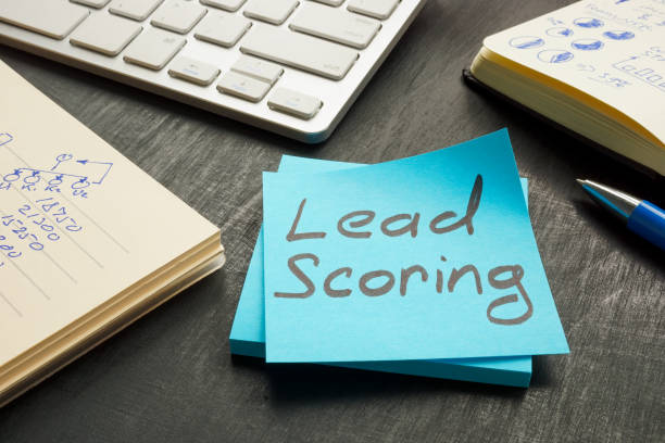 istock Lead scoring memo on the blue sticker. 1397697952