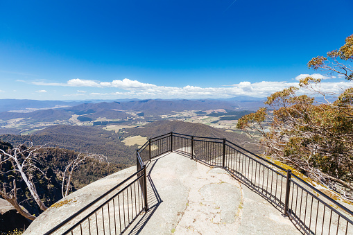 The view around Echo Point at Mt Buffalo on a summer's afternoon in the Victorian Alps, Australia
