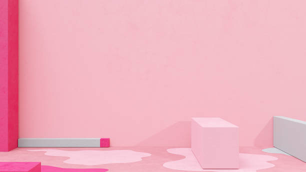 istock Pink room. Wall and floor made of cement. 1397700885
