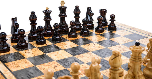 istock Beige Brown Wooden chess different pieces figures 1397702070