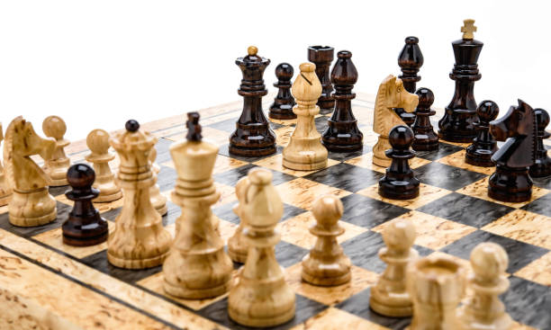 istock Beige Brown Wooden chess different pieces figures 1397702106