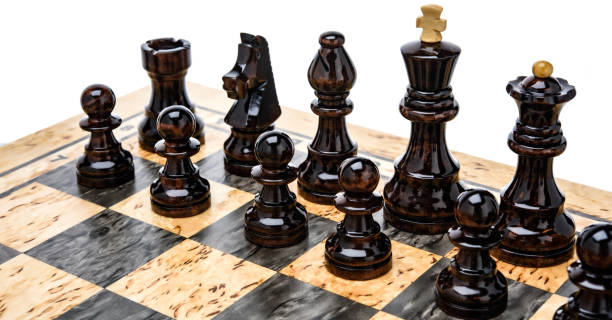 istock Beige Brown Wooden chess different pieces figures 1397702130