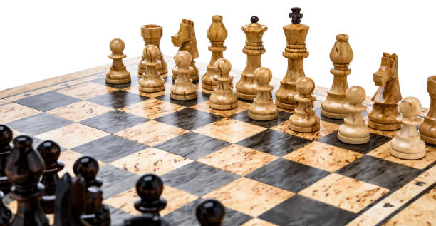 istock Beige Brown Wooden chess different pieces figures 1397702140