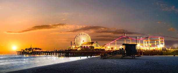 санта-моника бич - santa monica city of los angeles night los angeles county стоковые фото и изображения