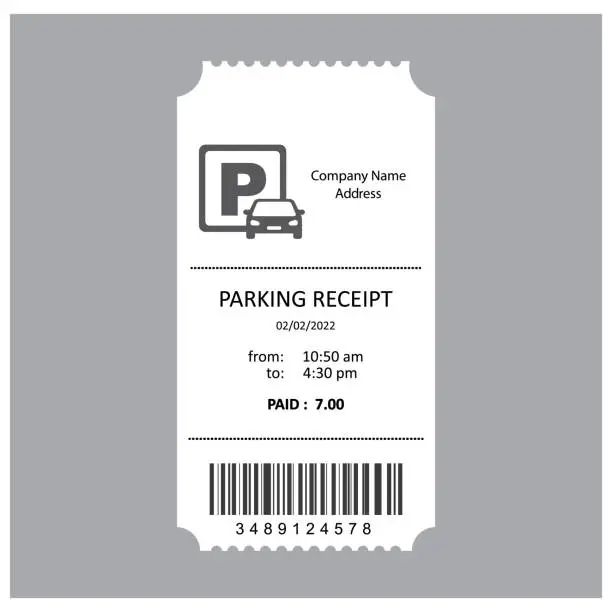 Vector illustration of Parking receipt template, icon, vector.