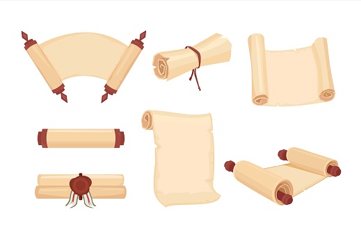 Cartoon Old Paper Scroll And Parchment Vector Set Stock Illustration -  Download Image Now - Paper, Treasure Map, Ancient - iStock