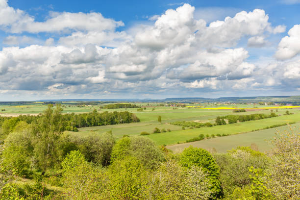 istock Aerial view over the rural landscape with fields 1397709047