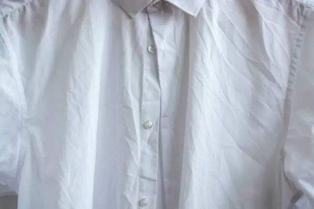 Wrinkled white classic long sleeve mens shirt