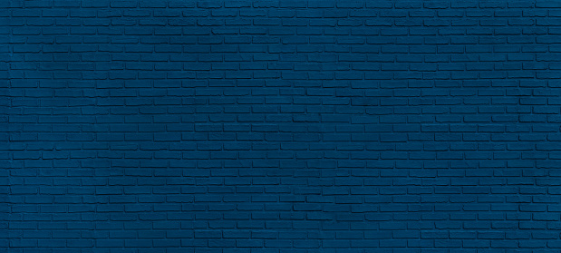 panoramic brick wall painted blue