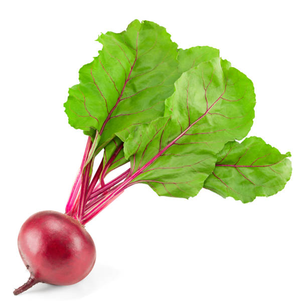 istock beetroot with green leaves isolated on white background. clipping path 1397711960