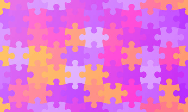 원활한 퍼즐 배경색 - solution jigsaw piece jigsaw puzzle problems stock illustrations