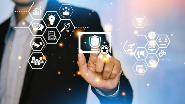 istock Quality assurance standard and certification. Certified internet businesses and services. Compliance to international guarantee. Concept for QA management and ISO certification organization service 1397715358