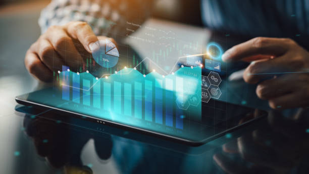 istock Business analysis big data screen and economic growth with financial graph. Concept of virtual dashboard technology digital marketing and global economy network connection. 3D illustration. 1397715366
