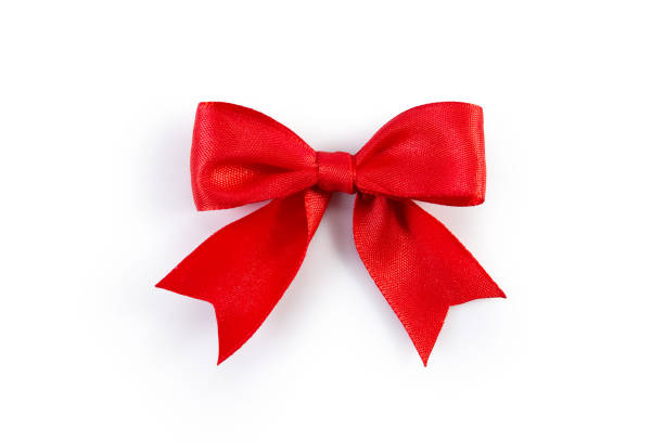 Decorative red bow isolated on white background stock photo