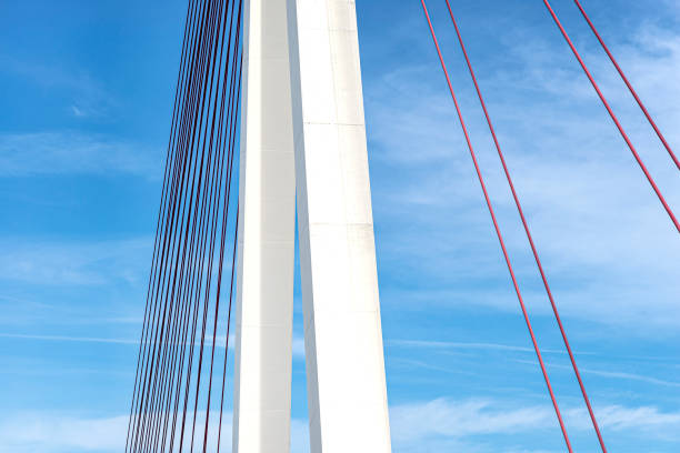 istock A large cable-stayed bridge on the German motorway over the river Rhine, set against a blue sky. 1397718106