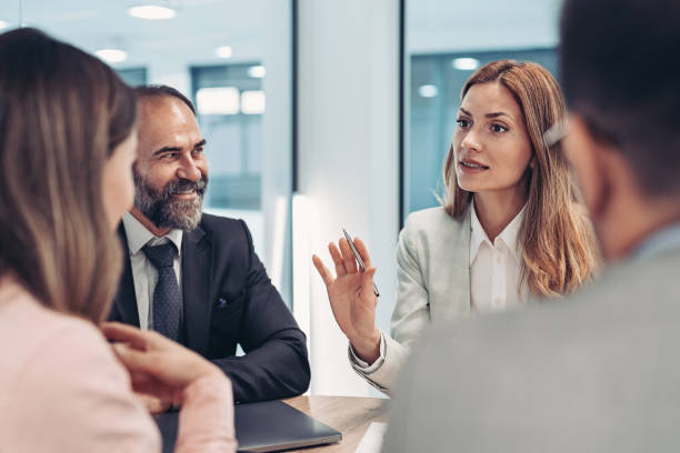 istock Businesswoman talking during a meeting 1397720296