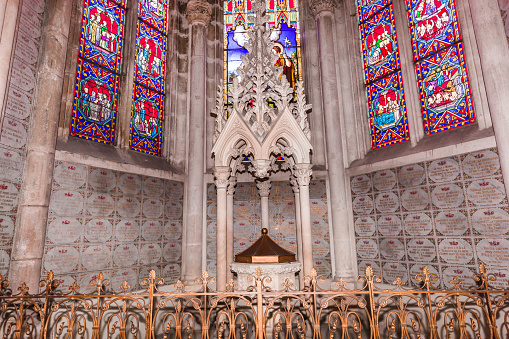 Chateauneuf sur cher, france, april 09, 2022 : lateral chapel in the nave of  Our Lady of the Children basilica