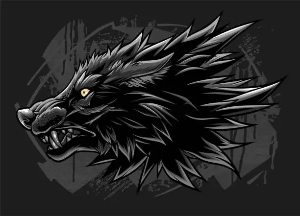 Vector illustration of Dark wolf head illutration