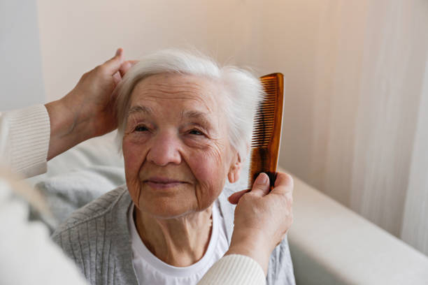 Portrait of elderly woman. stock photo
