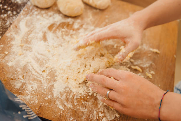 Kneading the dough stock photo