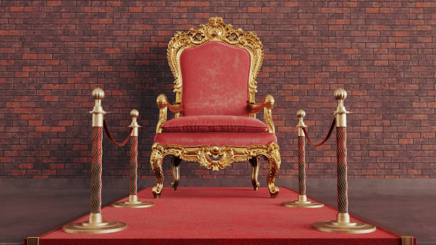 istock Throne of the kings on bricks wall background, VIP throne, Red royal throne, 1397730625