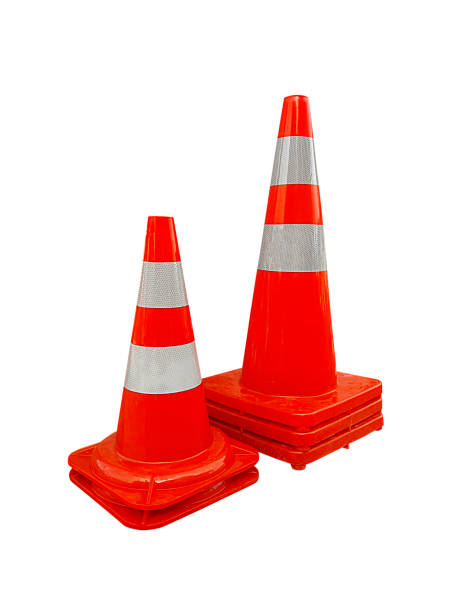 istock Traffic cone on the sidewalk isolated on white background 1397730993