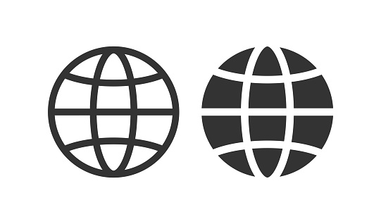 Web icon. Globe or world map illustration symbol. Sign app button vector.