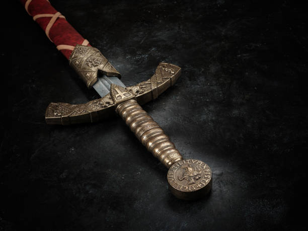 istock Closeup of a knight's sword with a bronze handle 1397732277