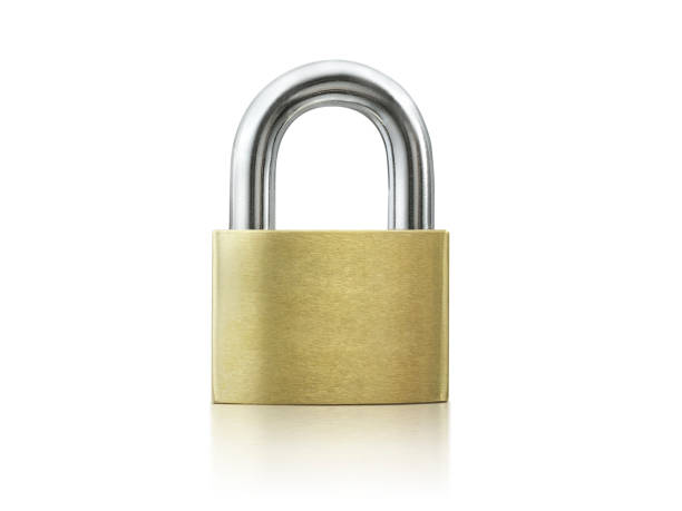 istock Locked Golden Padlock on the white background 1397732780