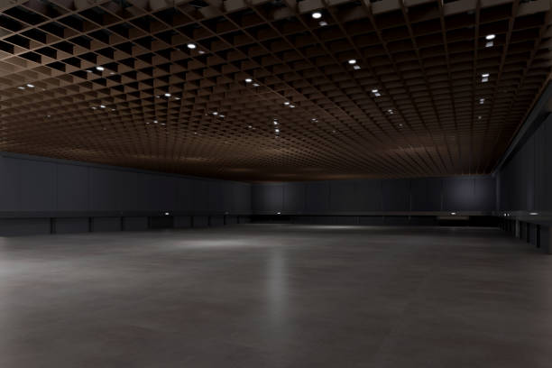 istock Empty hall exhibition centre.The backdrop for exhibition stands, booth,market,trade show.Conversation for activity,meeting.Arena for entertainment,event,sports.Indoor for Factory,showroom.3d render. 1397732944