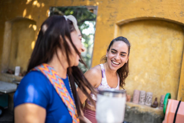 istock Women arriving to yoga class 1397733823