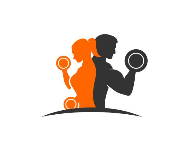 пара фитнес логотип вектор - gym stock illustrations