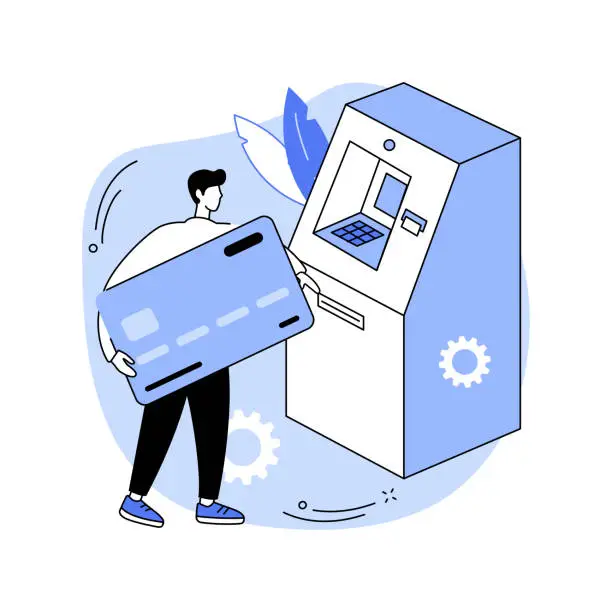 Vector illustration of Use ATM isolated cartoon vector illustrations.