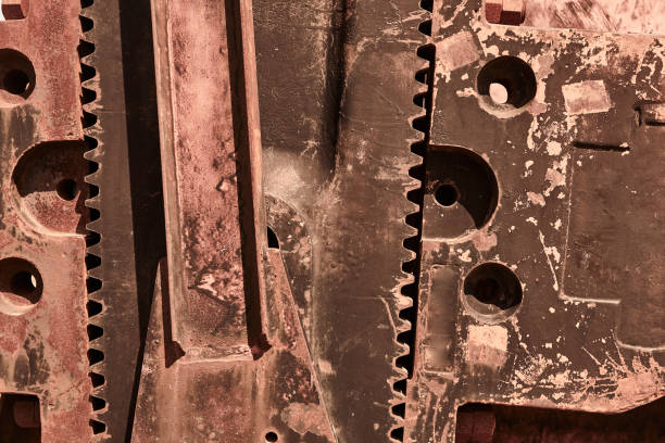 istock Heavy old rusty iron machinery parts. Rust never sleeps 1397741767
