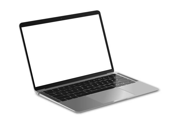 istock Isolated laptop with transparent screen mockup. Vector illustration of realistic laptop mockup with shudows. 1397741892