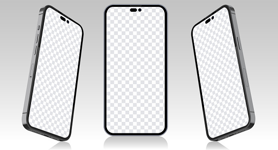 Smartphone blank screen, phone mockup. Template for infographics or presentation UI design interface.