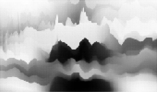 Vector monochrome half tone polka dots style fluidity watercolor mountain textured pattern background vector art illustration