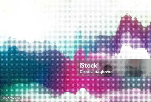 istock Vector half tone dots style watercolor fluidity mountain textured pattern background 1397742966